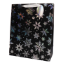 Vianočná papierová taška 115x145mm textilné ušká vo farbe tašky mix 4 metalických motívov bez