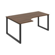 Pracovný stôl UNI O, ergo, pravý, 180x75,5x120 cm, orech/čierna