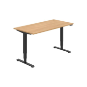 Pracovný stôl RUN, PO, 3S, 160x64,5-130,5x80 cm, dub/čierna