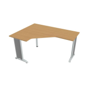 Pracovný stôl Flex, ergo, pravý, 160x75,5x120 (60x60) cm, buk/kov