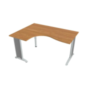 Pracovný stôl Flex, ergo, pravý, 160x75,5x120 (60x80) cm, jelša/kov