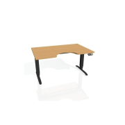 Pracovný stôl Motion Ergo, PO, 3S, 160x61-128x90 cm, buk/čierna