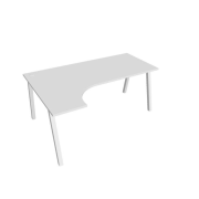 Pracovný stôl UNI A, ergo, pravý, 180x75,5x120 cm, biela/biela
