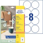 Etikety univerzálne kruhové 69mm Avery A4 10 hárkov