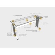 Pracovný stôl Cross, ergo, pravý, 160x75,5x120 cm, dub/kov