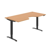 Pracovný stôl Motion Ergo, PO, 2S, 180x70,5-120,5x90 cm, buk/čierna