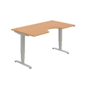 Pracovný stôl Motion Ergo, ZO, 3S, 160x61-128x90 cm, buk/sivá